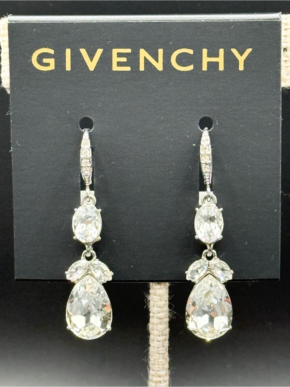 Givenchy Silver-Tone Crystal Double Drop Earrings